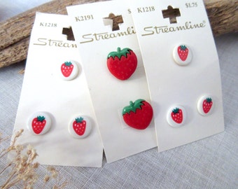 Strawberry Buttons Red Buttons Baby Buttons - set of 8.