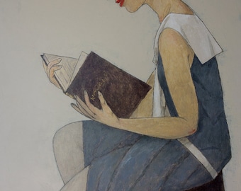 GIRL READING a ROMANCE limited edition print