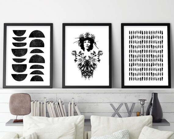 Set of 3 prints black and white art minimalist art set Set of 3 prints black and white art minimalist art set