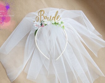 Bride Party headband Hen Party Crown Headband Veil headband Bride with veil headband Headband with veil Bridal Shower