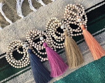 Mala necklace. Mala bead necklace. Mala beads. 108 mala necklace. mala bracelet. mala bead bracelet. 108 mala bracelet. tassel necklace.