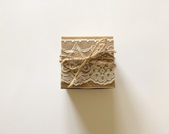50 Wedding favor box - lace favor box - rustic wedding - bridal shower favor box - lace fabric