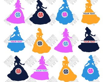 Belle pricess svg - Belle pricess monogram - Belle pricess monogram digital clipart for Print, Design or more, files download svg, png, dxf
