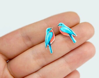 Bird stud earrings / bird earrings / Blue bird earrings