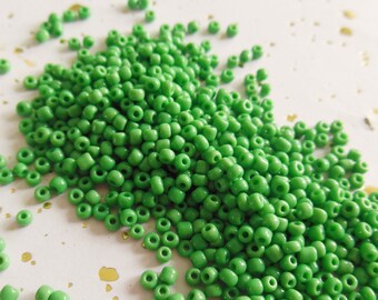 set of 1000 green seed beads