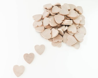 100 Unfinished Wood Hearts | 1-1/2 inch Wooden Hearts | Wedding Guest Book Favors | Wooden Hearts