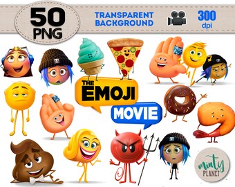 Emoji the Movie Clipart, Emoji PNG files, characters full quality, Emoji Clipart transparent background, instant download, PSN026