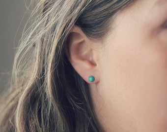 Turquoise Stud Earrings, Surgical Steel Stud Earrings, Stainless Steel, Stud Earrings, Turquoise Earrings, Tiny Turquoise Studs, Gift, 5mm