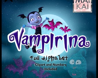 Vampirina digital alphabet, Vampirina clipart, Vampirina letters, moana birthday, alphabet letters, digital font. instant download