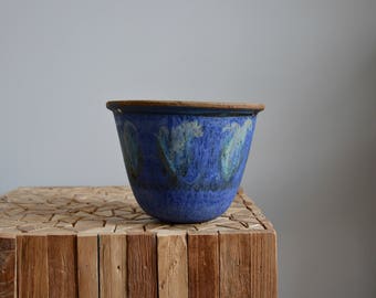 Studio Pottery Hanging Planter // Vintage Drip Glazed Pottery Planter // Hanging Pottery Planter // BOHO Bohemian Jungalow Decor Planter