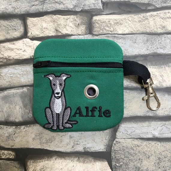 Personalised gift Dog poop bag holder greyhound design