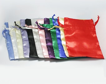 Set of 5 Satin Bags, Choose your Color, 4x6 Inch Favor Bags with Drawstrings - Wedding Favor Bags, Sachets, Gift Bags, Jewelry Bags