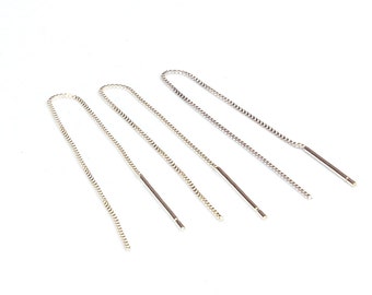 Sterling Silver Threader Earring 1 PIECE Short Ear Thread Earring, Edgy Earrings, Multiple Double Piercing, Minimal Earrings, Chain Earrings
