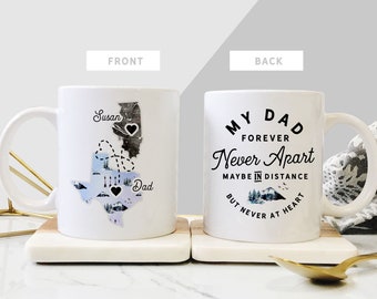 Dad Long Distance Mug, Moving Away Mug for Dad, State to State Mug, Dad Mug, Father Daughter Moving Mug, Moving States Mug for Dad, Distance