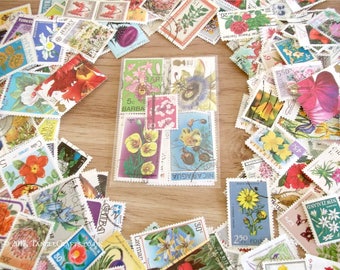 Blumen-Post Stempel-Paket | 20 gemischte Blumen Briefmarken, Blume thematische Briefmarken, moderne + Jahrgang | Upcycle, Serviettentechnik, Karte Topper
