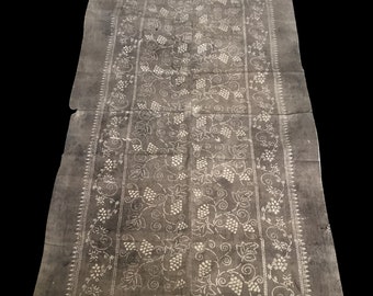 Antique Asian Faded Gray Cotton Batik Textile