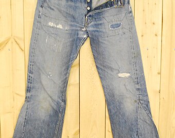 Vintage 1960's/70's LEVIS "BIG E" 501's Denim Flare Jeans / Selvedge / Redline / BoHo Chic / Retro Collectable Rare
