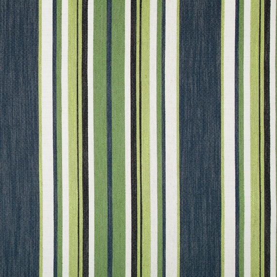 Navy Blue and Lime Green Upholstery Fabric by the Yard