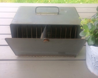 Vintage storage case with dividers, carrying case, metal box storage