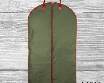 Monogrammed Mens Garment Bag, forest green suit bag, Garment Bag, Hanging Bag, Clothes Hanging Bag, Personalized Hanging Bag, Garment Bag,
