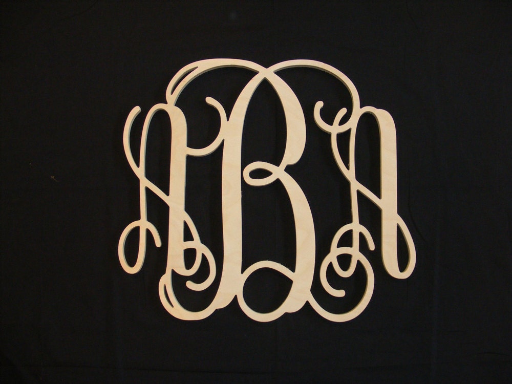 22 Inch Vine Connected Monogram Letter Wooden Wall Zoom