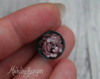 Everlasting mini Purple Mauve Rose Marble, unusual gift, collectible glass art, sphere, lampwork, flower, implosion