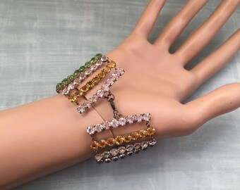 Vintage Rhinestone Bracelet, Art Deco Bracelet, 1920's Bracelet, Diamanté Bracelet, Antique Rhinestones Bracelet
