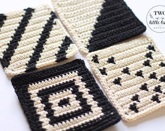 Crochet coasters, crochet coaster set, Drink Coasters, Cotton Coasters, Coffee Coasters,Handmade Coasters, geometric, TEAGAN COASTER SET