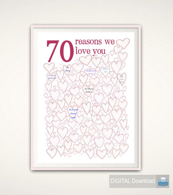 70th Birthday Gift For Mom 70th Birthday Poster PRINTABLE