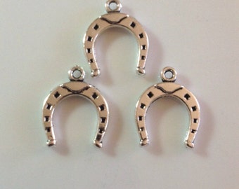 5 Horse Shoe 2 Sided Western Charms - Antique Silver- SC45#MM
