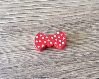 Shape bow tie - red wooden bead