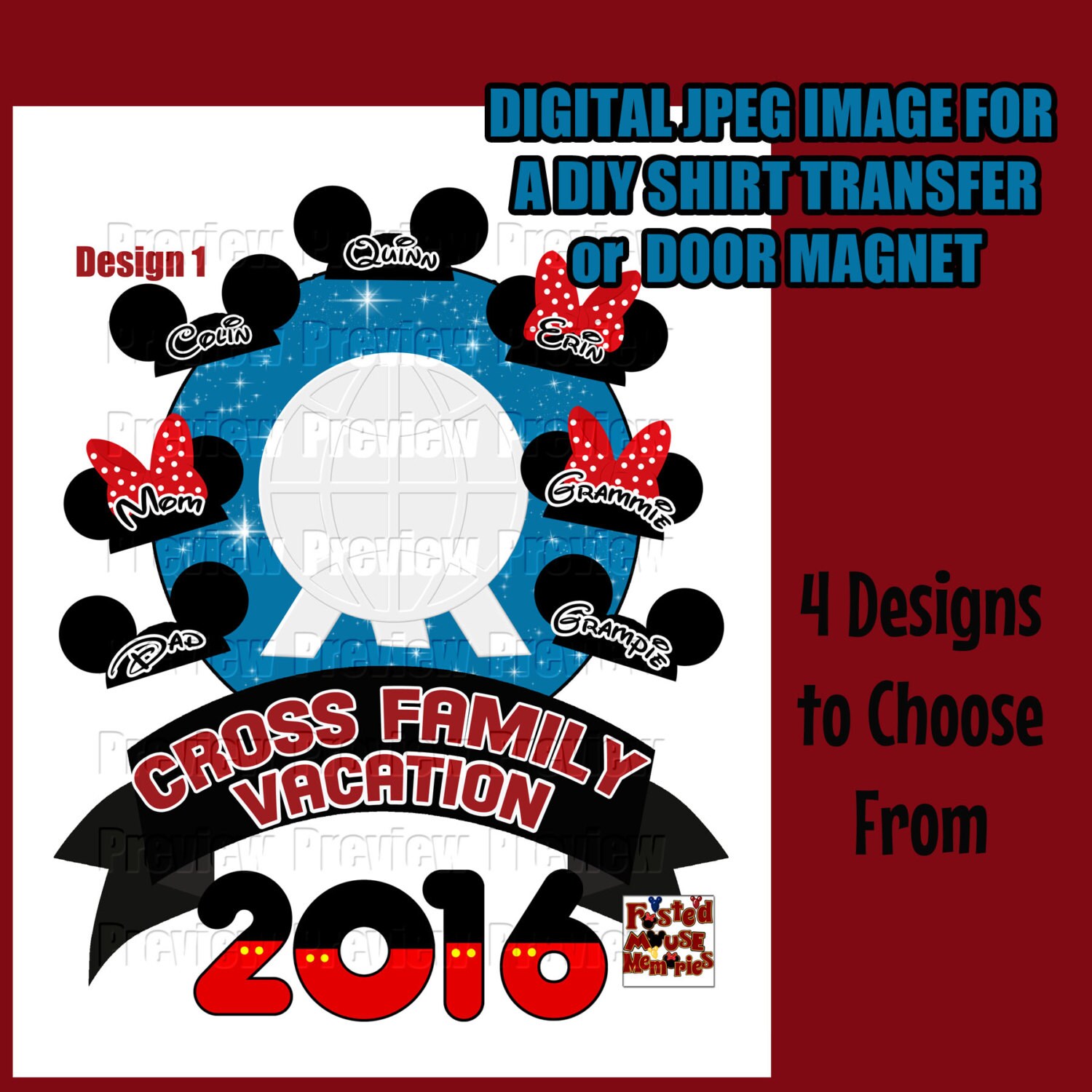 Digital Family Disney Vacation Iron On Transfer DIY Disney
