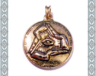 Necklace Illuminati Gold plated pendant gnostic illuminati logo pendant golden Viking amulet Medallion