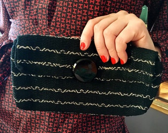 Sweet 1960's Fabric and Metallic Clutch