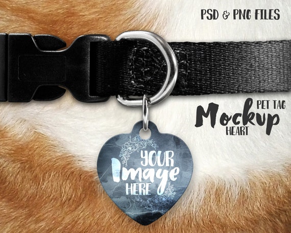 Download Heart shaped pet tag template mockup heart dog tag template