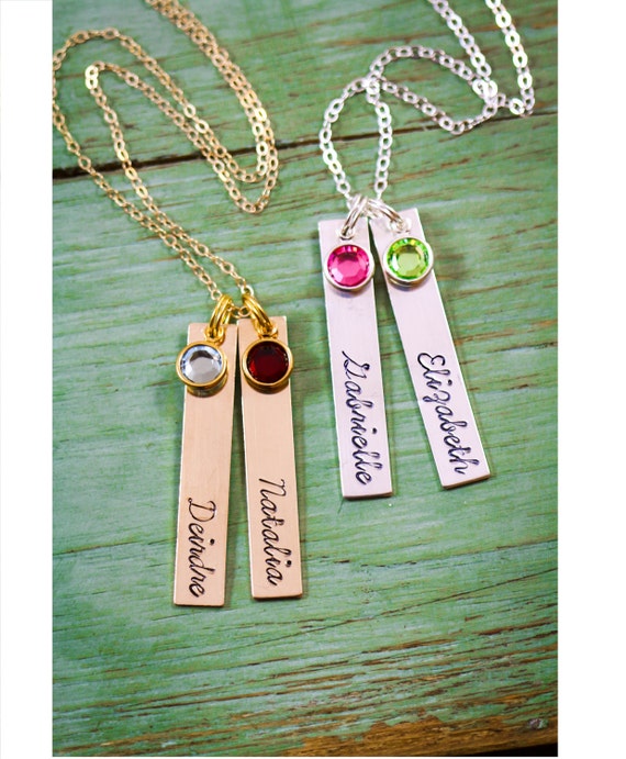 Silver Tag Necklace Silver Name Tag Long Tag Custom