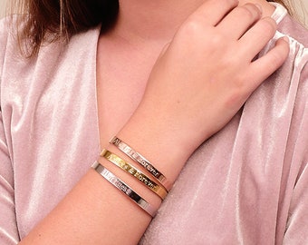 Personalized Cuff Bracelets, Custom Bracelets, Inspirational Bracelet, Stacking Dainty Cuff, Stacking Bracelets, Personalized Jewelry