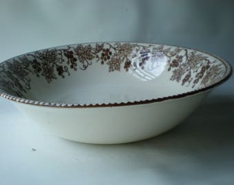 Brown Transferware Serving Bowl Claytan