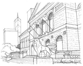 Print: The Chicago Art Institute (Pen and Ink Rendering)