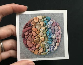 Rainbow Circle Rock Art Sticker