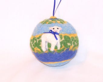 Christmas Ornament - Needle Felted - Lamb - Sheep Ornament - Felt Christmas - Christmas Lamb - Christmas Gift - Holiday Decor