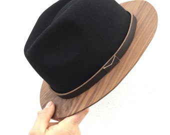 Wood Brim Fedora- Black and Walnut