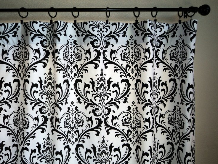 Black and white damask curtains
