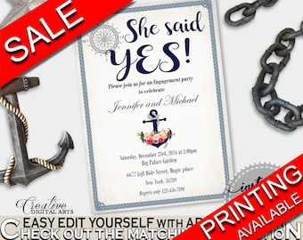 Invitation Template Bridal Shower Invitation Template Nautical Anchor Flowers Bridal Shower Invitation Template Bridal Shower Nautical 87BSZ