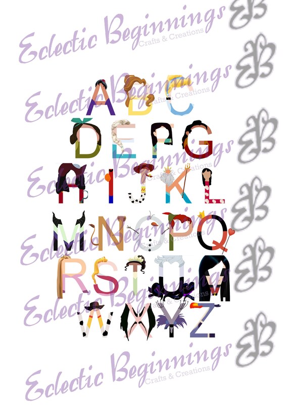 alphabet jpg digital file diy print clip art disney character