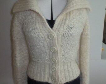 Vintage Cream Mohair / Wool Cardigan - Italian Made