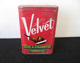 Vintage Velvet Pipe and Cigarette Tobacco Tin