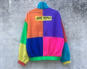 JAM'S WORLD vintage 90s Jam's World back logo multicolour colourful block colour size L