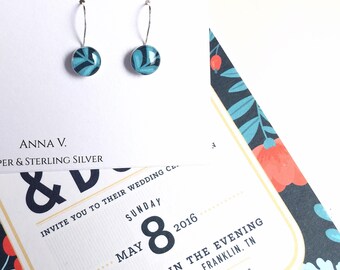 Wedding Invitation Earrings / 1st Anniversary Her / First Anniversary Gift / Paper Anniversary Gift for Her / Anniversary Gift for Wife
