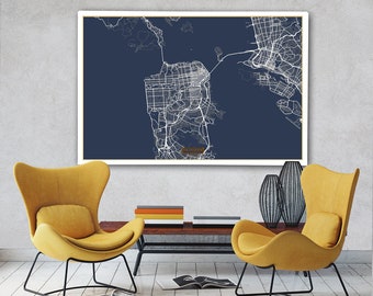 SAN FRANCISCO Canvas Map Large 60"x40" Stretched Canvas Map San Francisco California City Map Print San Francisco poster map art Jack Travel